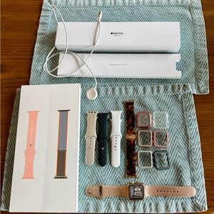 ❤️🍎Apple Watch Series 3 38mm with 7 Straps & Bezels worn for 2 weeks🍎❤️